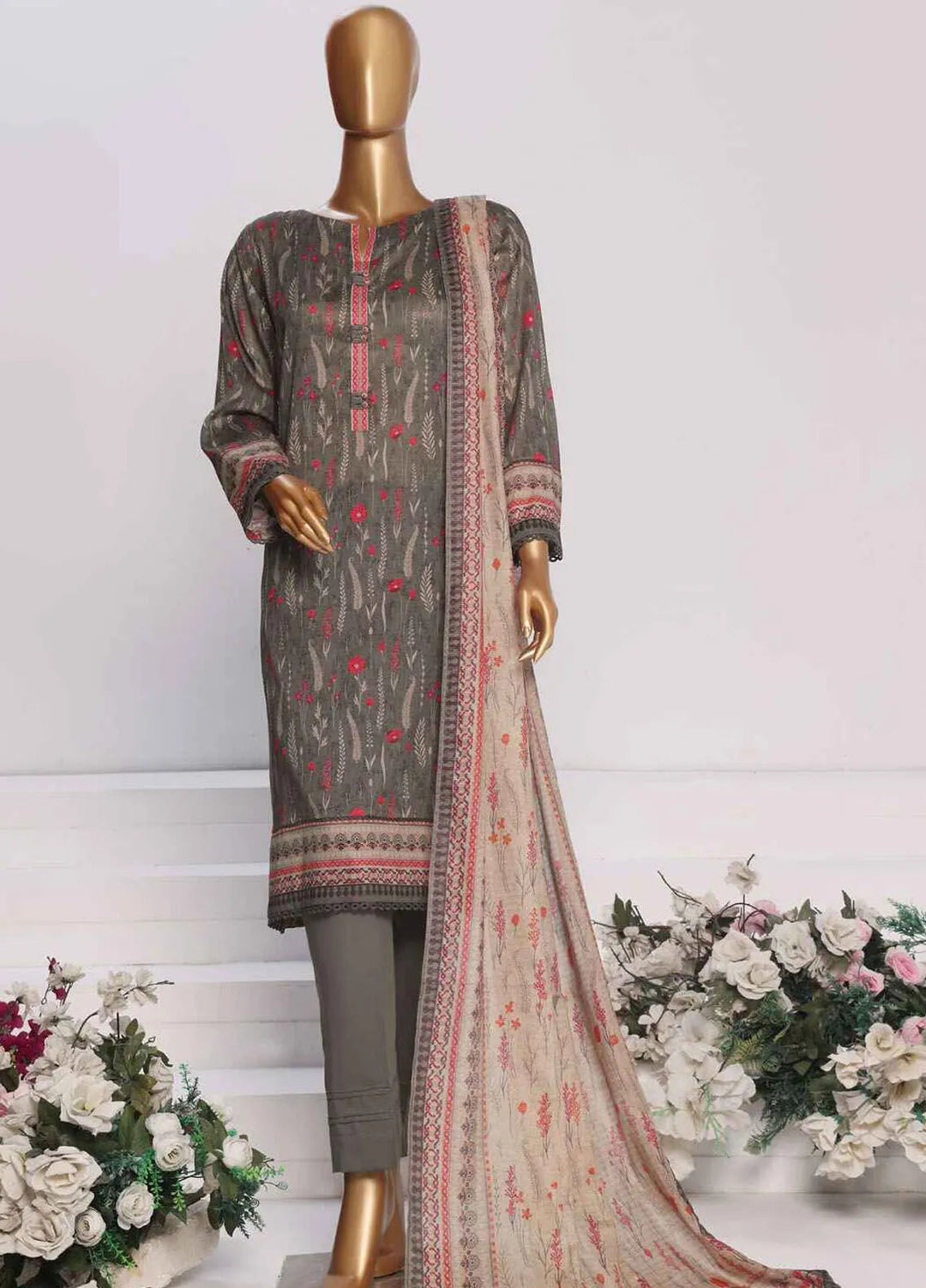HZ Textiles Printed Lawn Suits Unstitched 3 Piece HZ25PL PPC-168 - Summer Collection