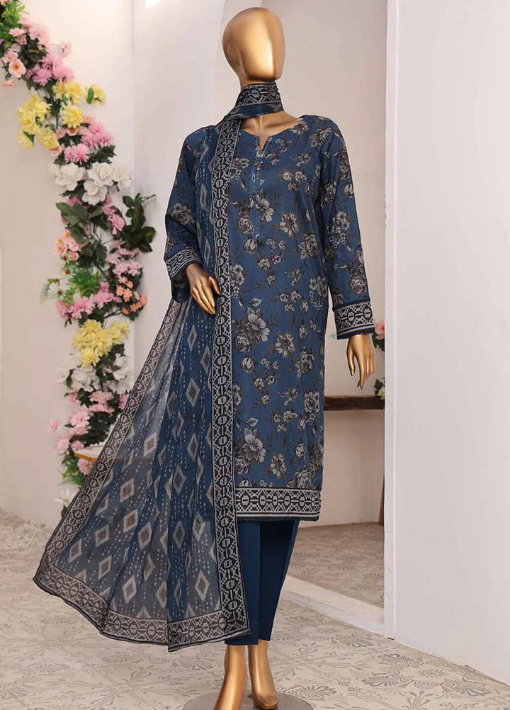 Hz Textiles Printed Lawn Suits Unstitched 3 Piece HZ25PS PPC-201 - Summer Collection