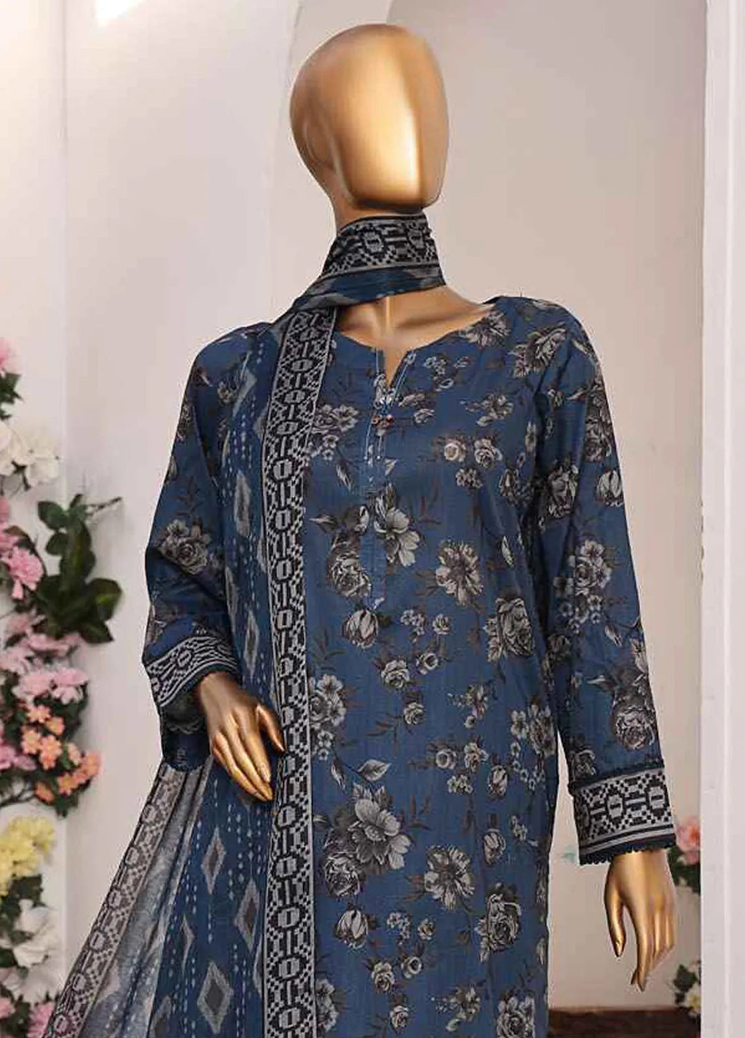 Hz Textiles Printed Lawn Suits Unstitched 3 Piece HZ25PS PPC-201 - Summer Collection