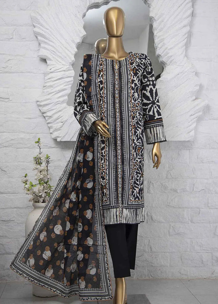 Hz Textiles Printed Lawn Suits Unstitched 3 Piece HZ25PS PPC-204 - Summer Collection