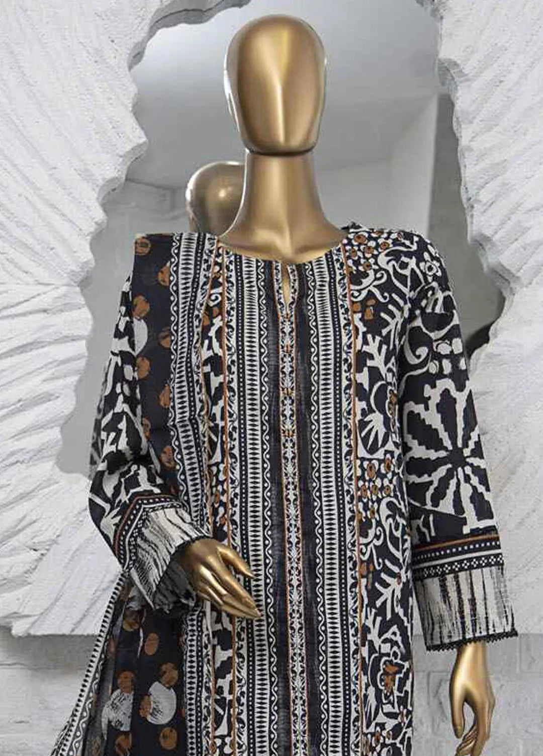 Hz Textiles Printed Lawn Suits Unstitched 3 Piece HZ25PS PPC-204 - Summer Collection