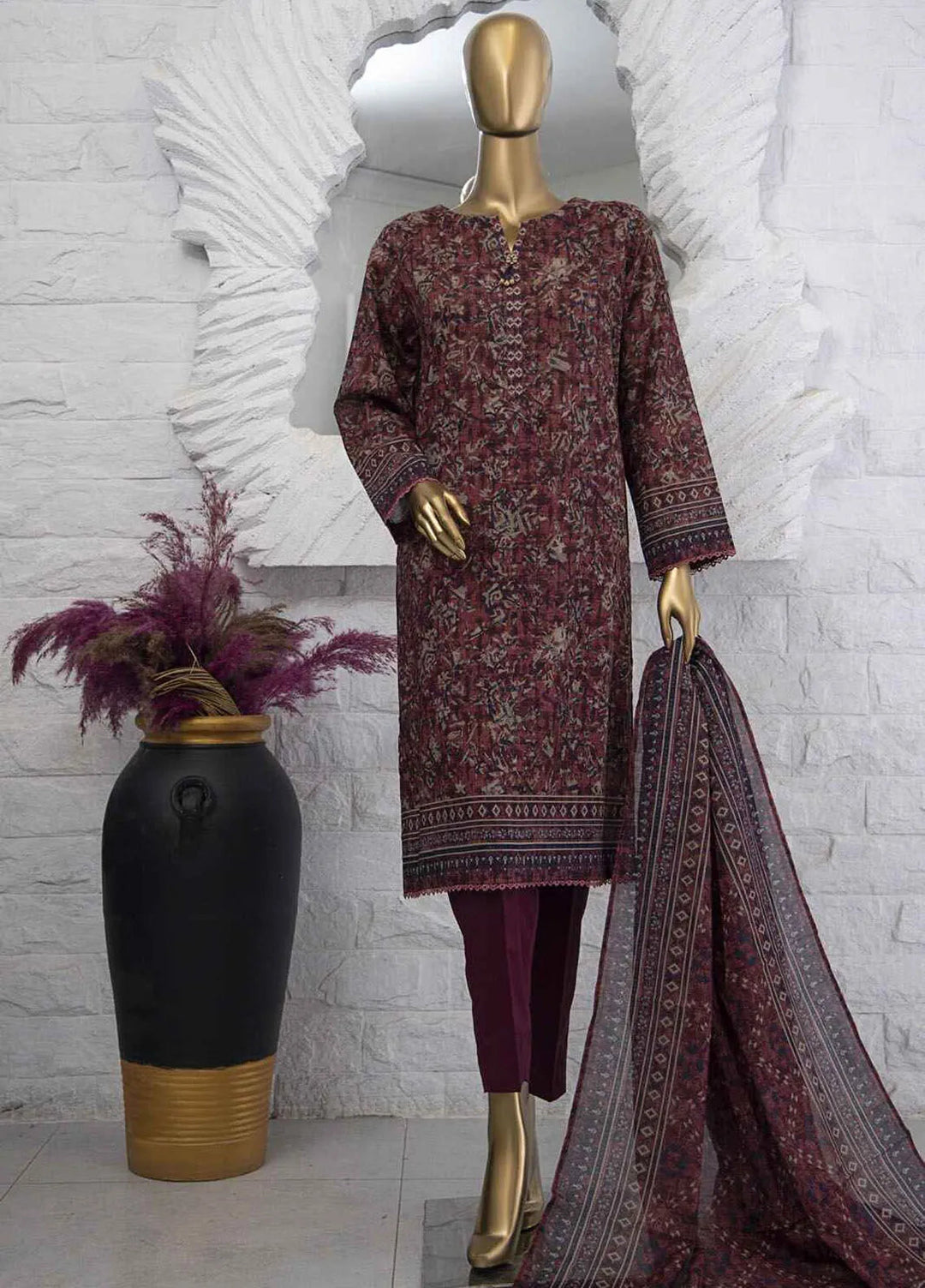 Hz Textiles Printed Lawn Suits Unstitched 3 Piece HZ25PS PPC-205 - Summer Collection