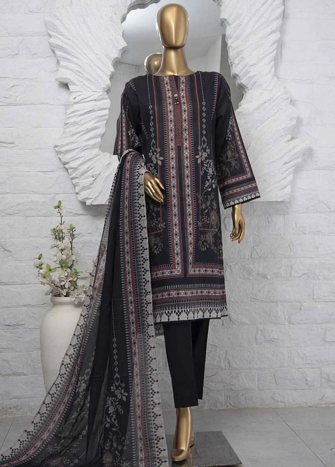 Hz Textiles Printed Lawn Suits Unstitched 3 Piece HZ25PS PPC-208 - Summer Collection