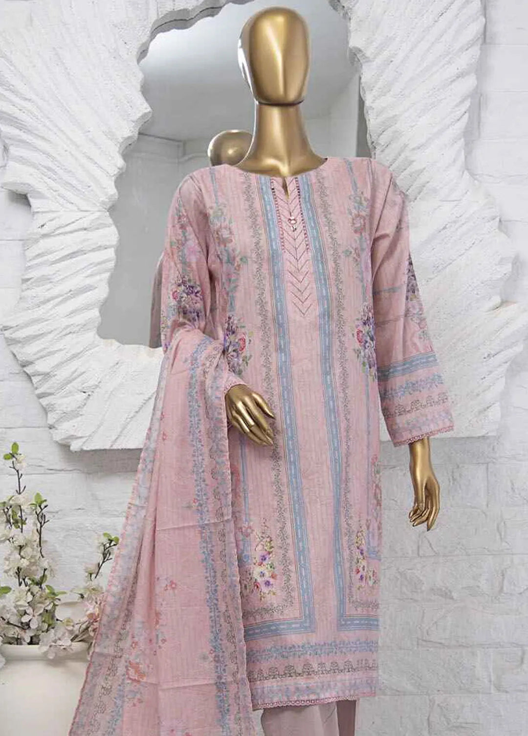 Hz Textiles Printed Lawn Suits Unstitched 3 Piece HZ25PS PPC-209 - Summer Collection