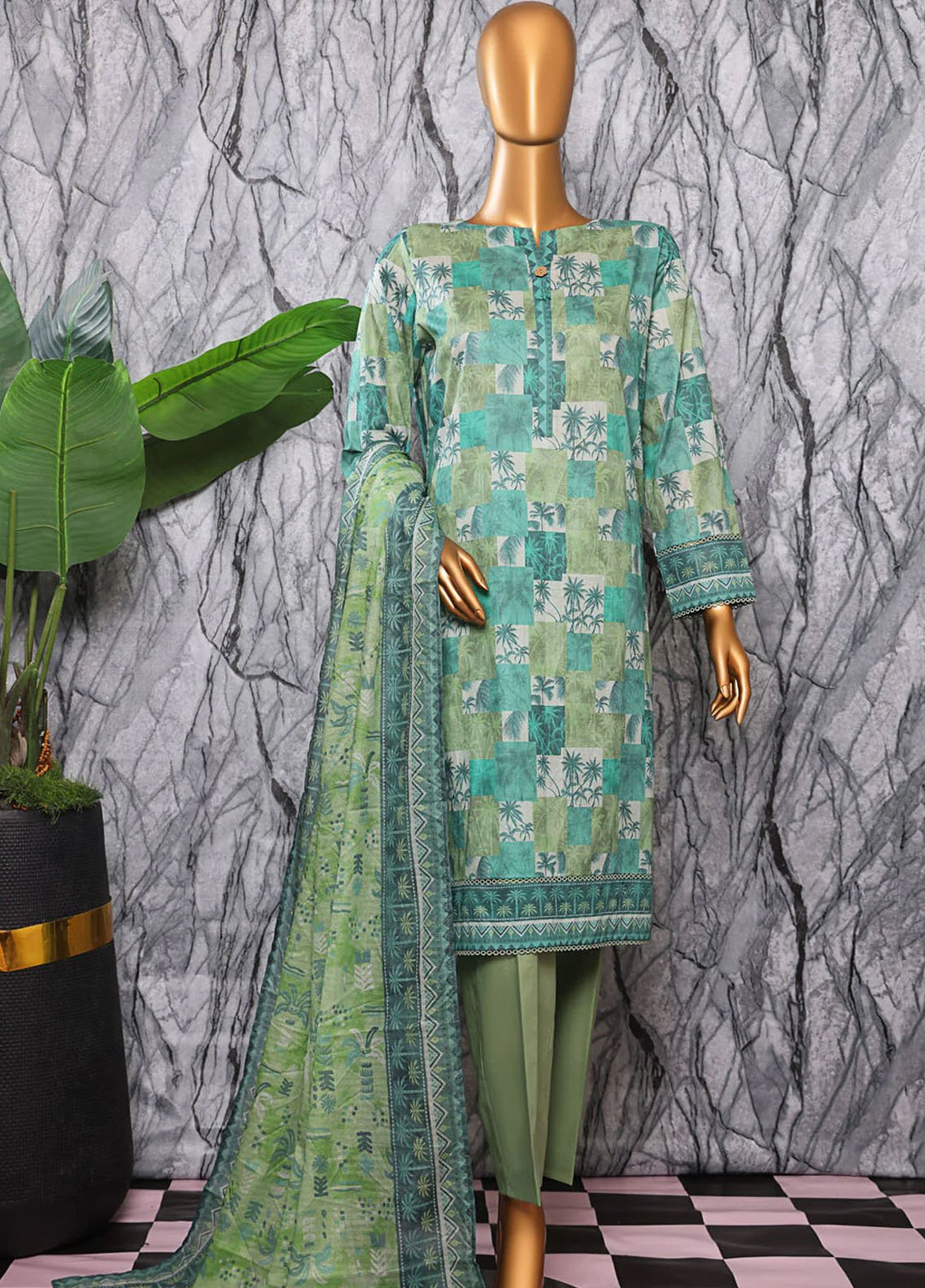 Hz Textiles Printed Lawn Suits Unstitched 3 Piece PPC-604 - Summer Collection