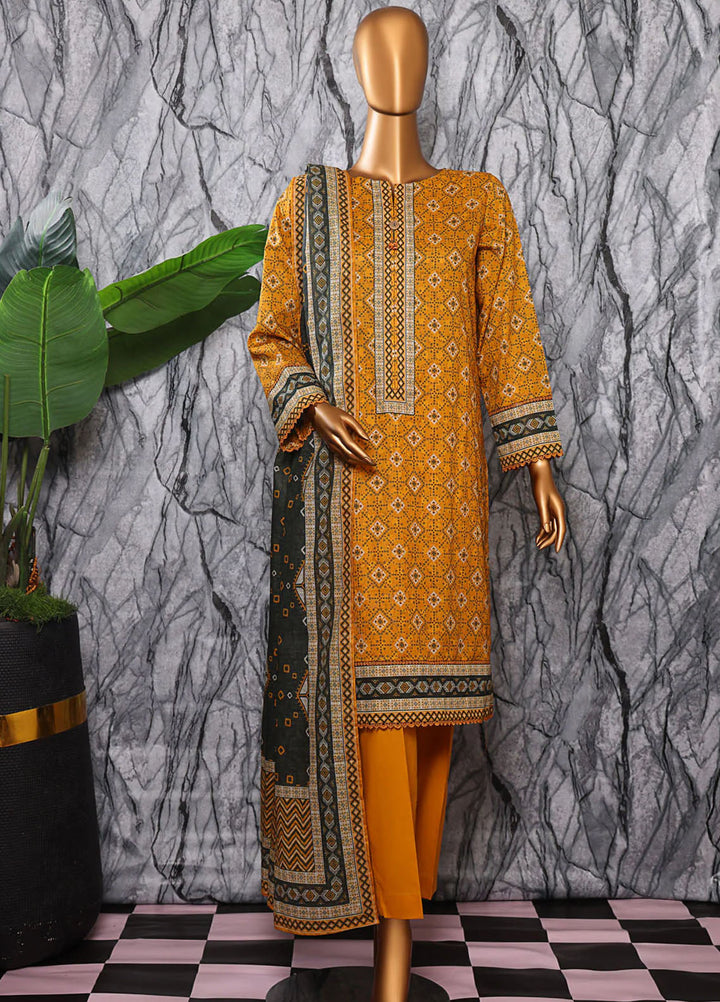 Hz Textiles Printed Lawn Suits Unstitched 3 Piece PPC-606 - Summer Collection