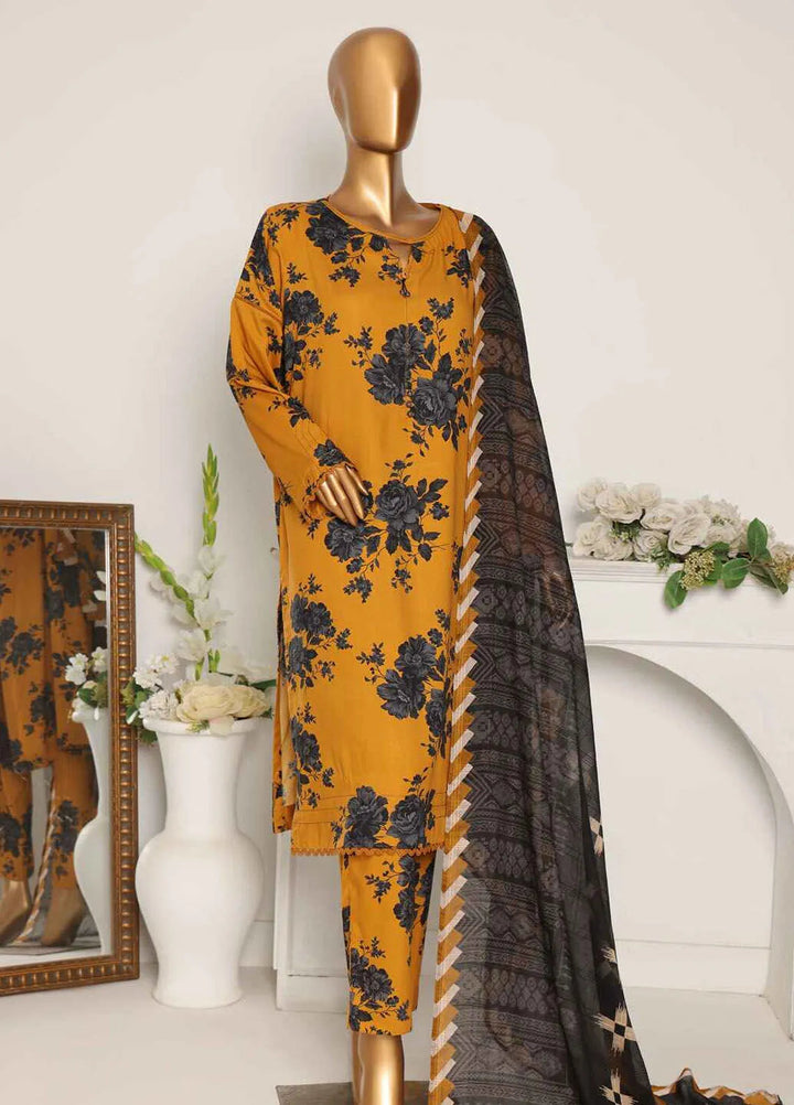 Hz Textiles Printed Linen Suits Unstitched 3 Piece HZ24LW LWP-1070 - Winter Collection