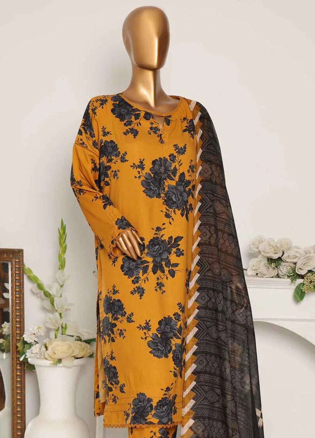 Hz Textiles Printed Linen Suits Unstitched 3 Piece HZ24LW LWP-1070 - Winter Collection
