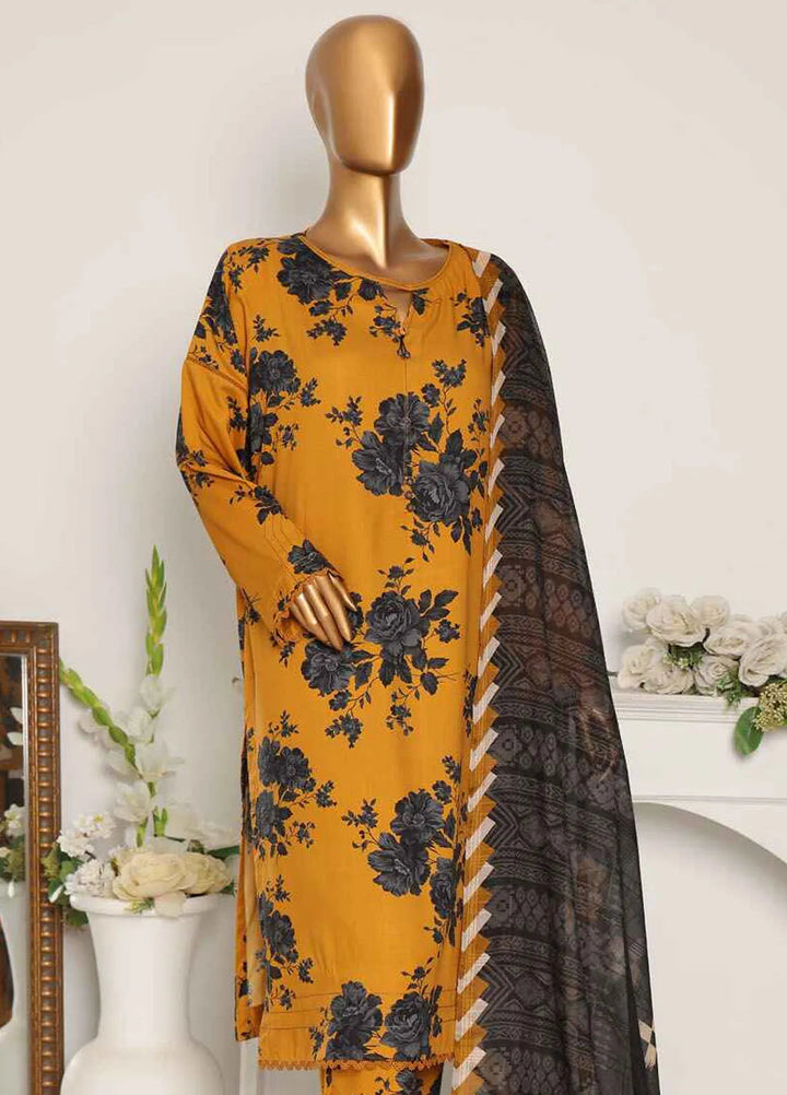 Hz Textiles Printed Linen Suits Unstitched 3 Piece HZ24LW LWP-1070 - Winter Collection