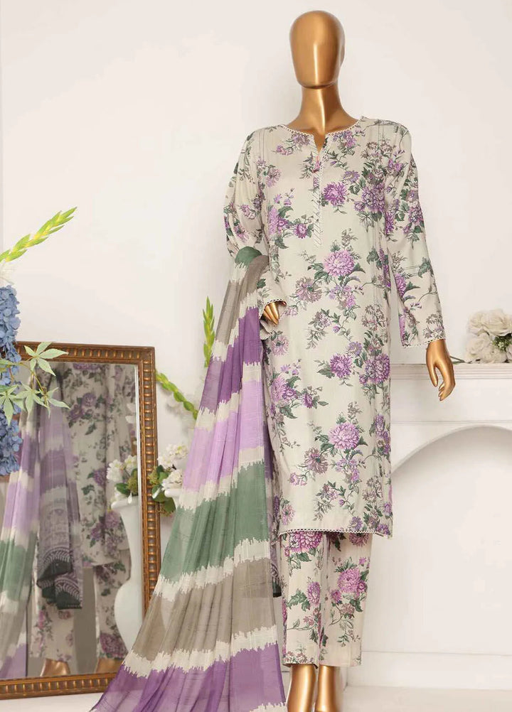 Hz Textiles Printed Linen Suits Unstitched 3 Piece HZ24LW LWP-1119 - Winter Collection