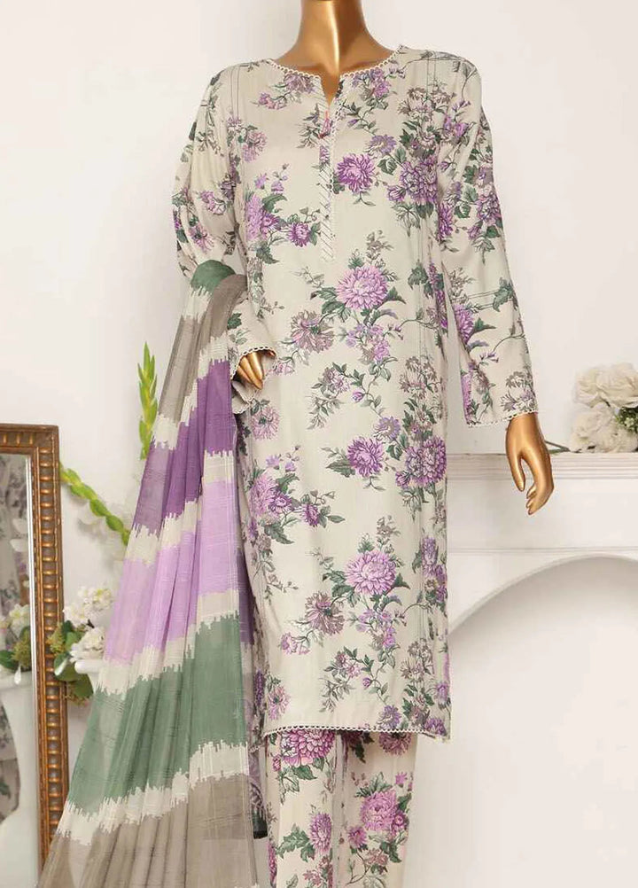 Hz Textiles Printed Linen Suits Unstitched 3 Piece HZ24LW LWP-1119 - Winter Collection