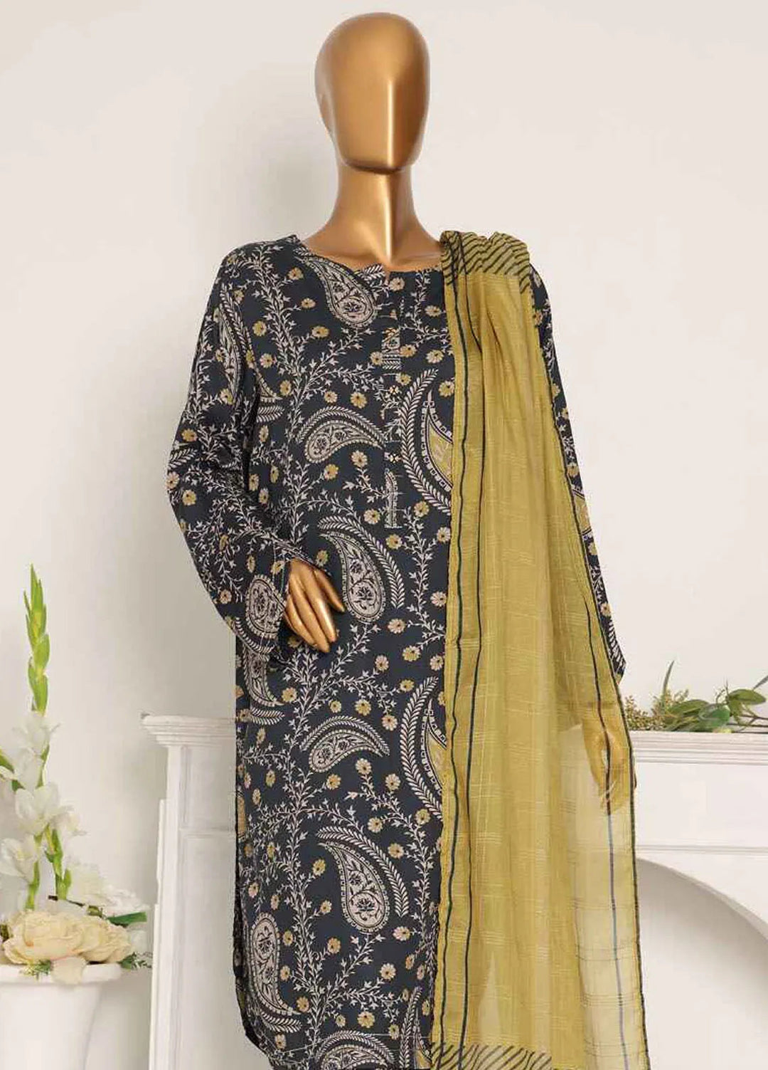 Hz Textiles Printed Linen Suits Unstitched 3 Piece HZ24LW LWP-1120 - Winter Collection