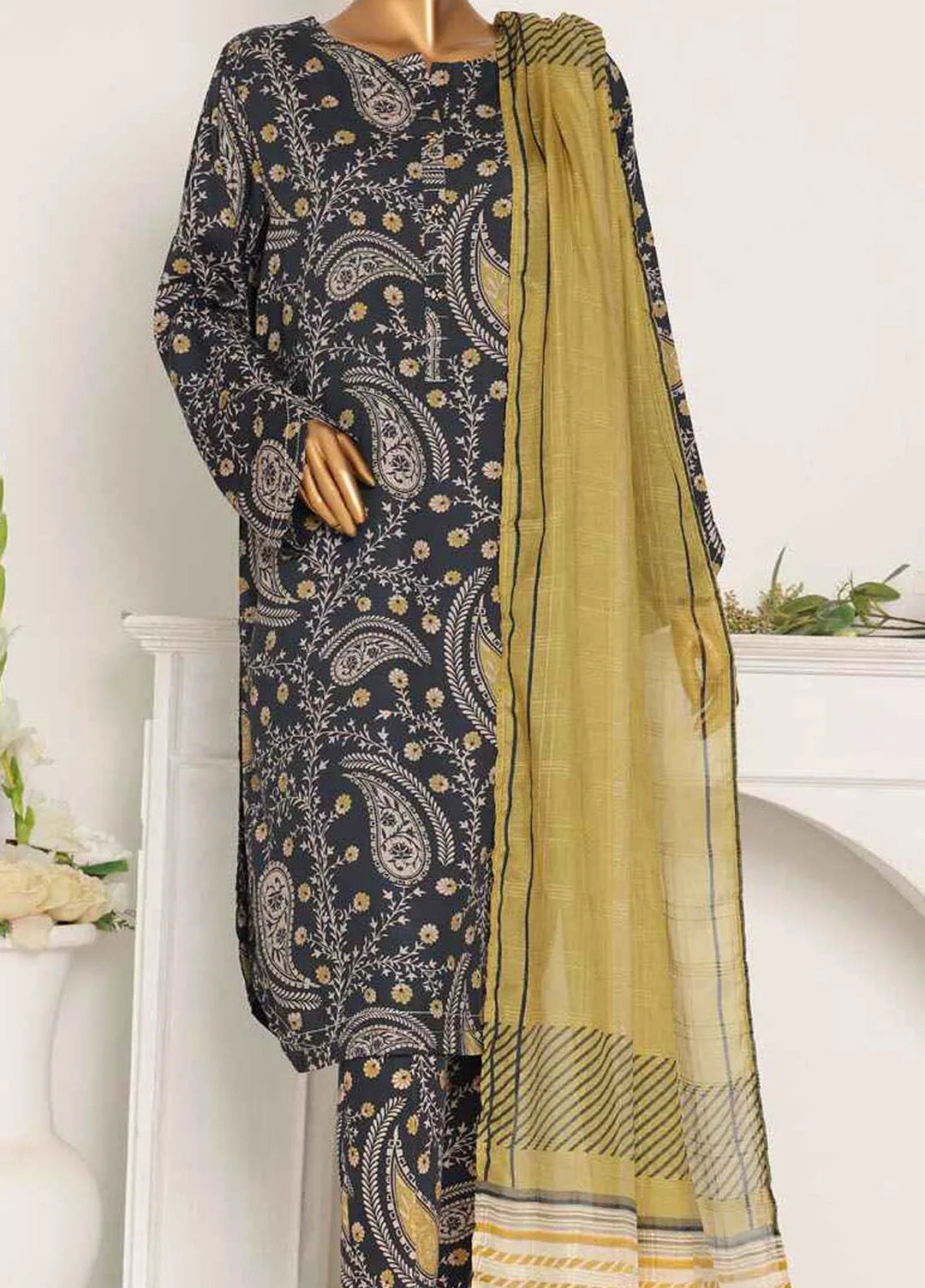 Hz Textiles Printed Linen Suits Unstitched 3 Piece HZ24LW LWP-1120 - Winter Collection