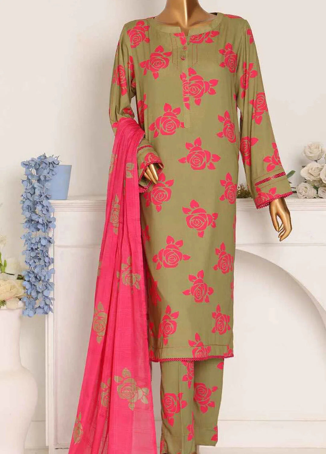 Hz Textiles Printed Linen Suits Unstitched 3 Piece HZ24LW LWP-1122 - Winter Collection