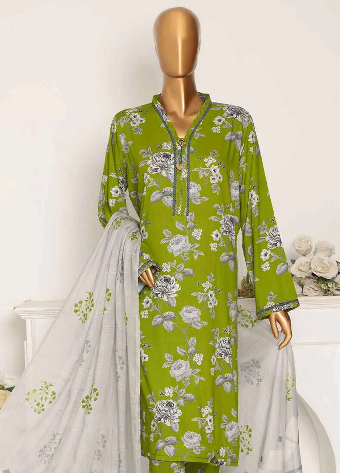 Hz Textiles Printed Linen Suits Unstitched 3 Piece HZ24LW LWP-1123 - Winter Collection
