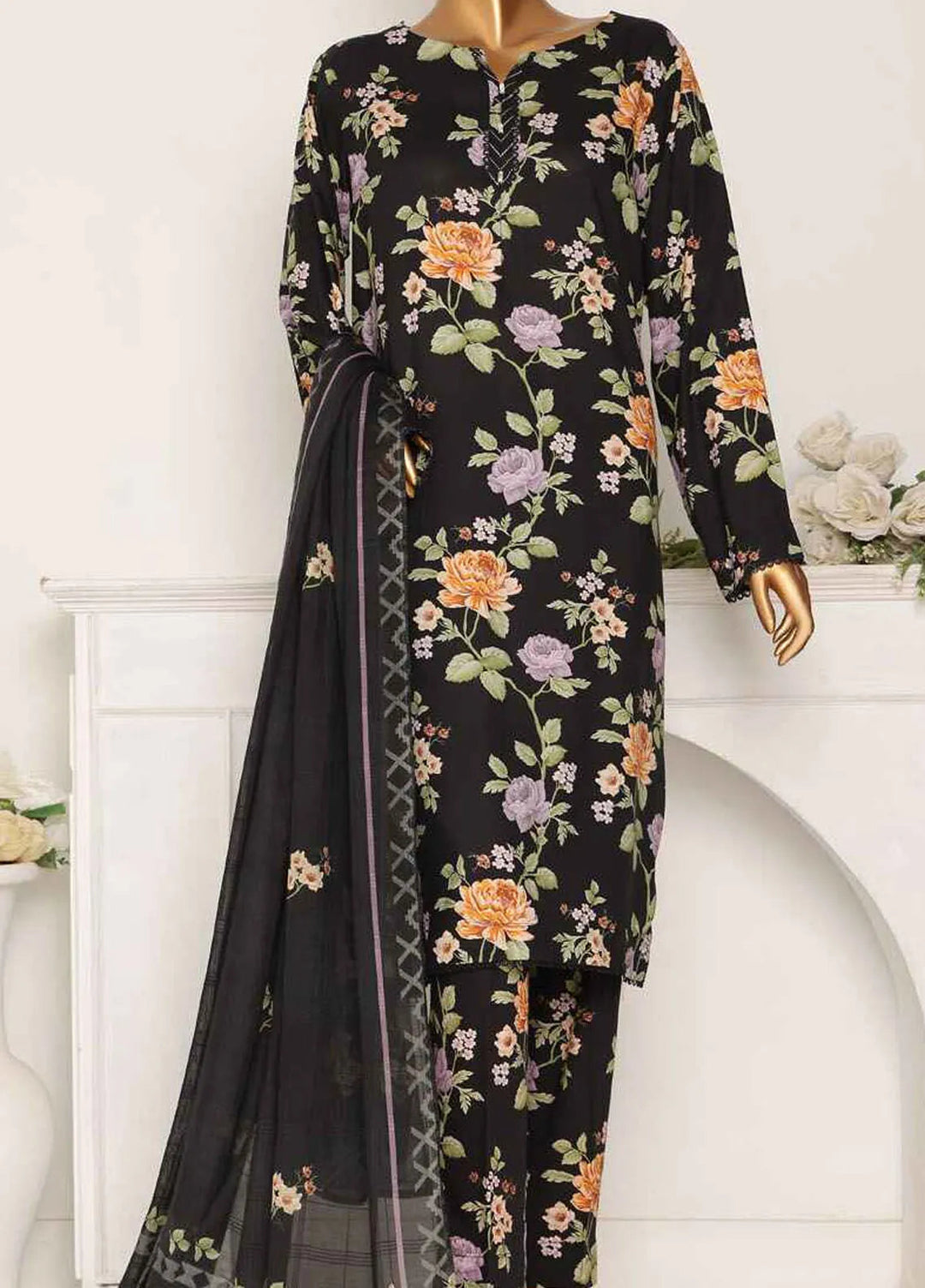 Hz Textiles Printed Linen Suits Unstitched 3 Piece HZ24LW LWP-1125 - Winter Collection