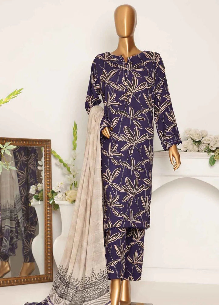 Hz Textiles Printed Linen Suits Unstitched 3 Piece HZ24LW LWP-1126 - Winter Collection