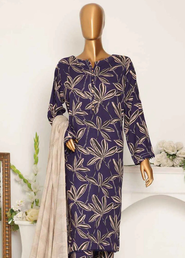 Hz Textiles Printed Linen Suits Unstitched 3 Piece HZ24LW LWP-1126 - Winter Collection