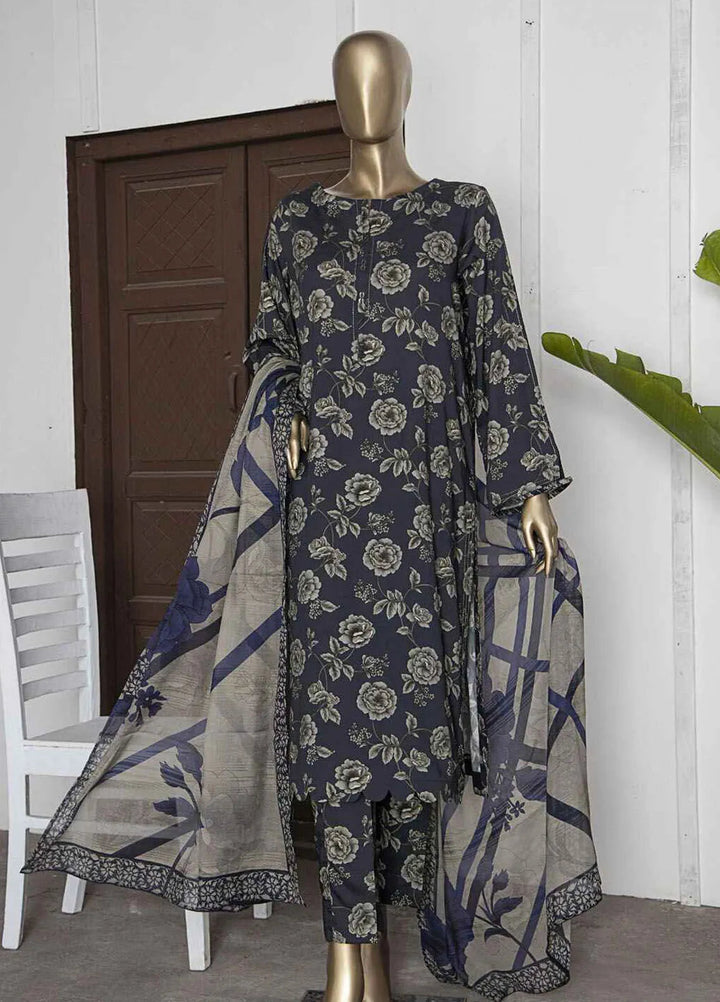 Hz Textiles Printed Linen Suits Unstitched 3 Piece HZ24LW LWP-1128 - Winter Collection