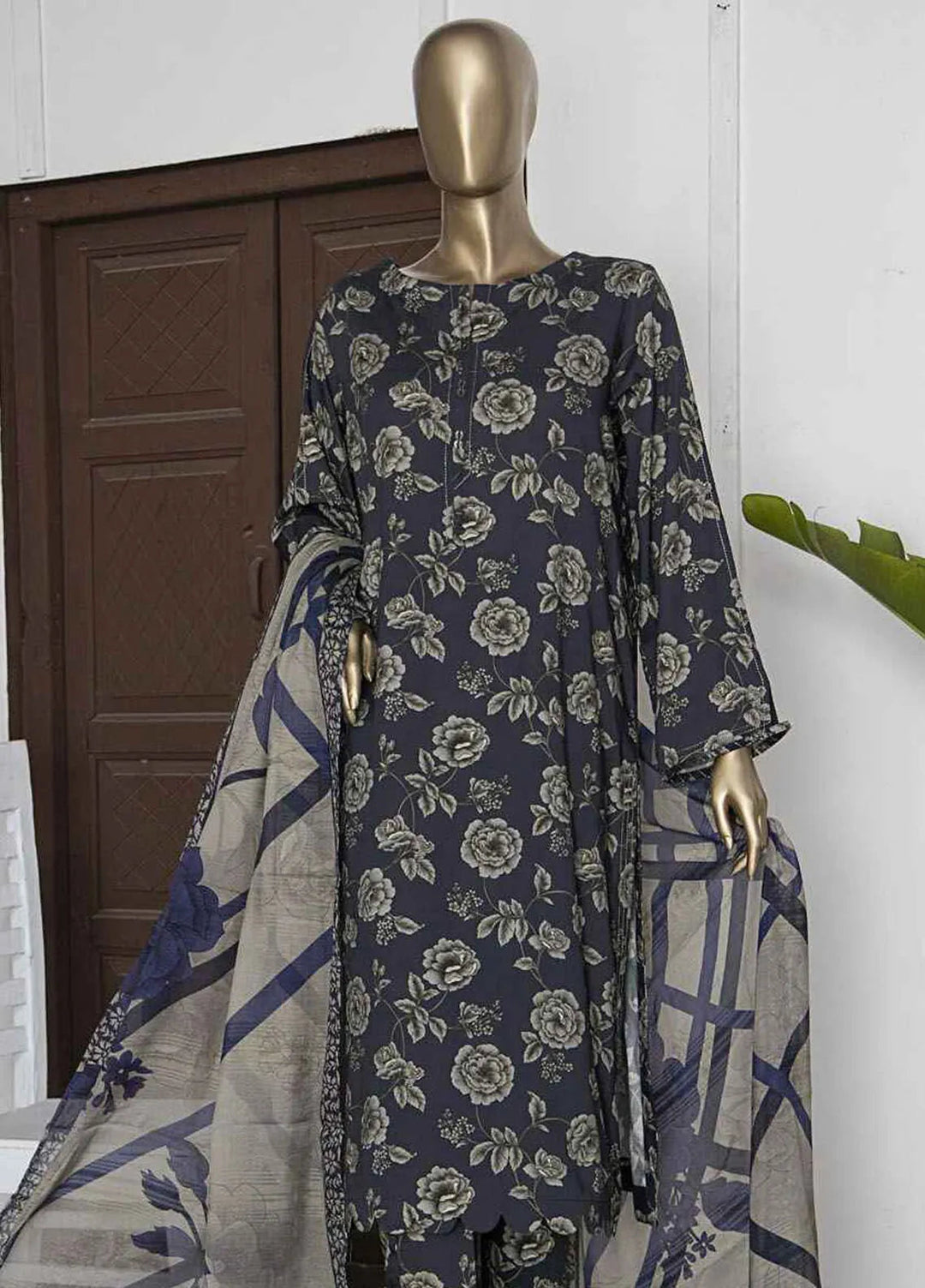 Hz Textiles Printed Linen Suits Unstitched 3 Piece HZ24LW LWP-1128 - Winter Collection