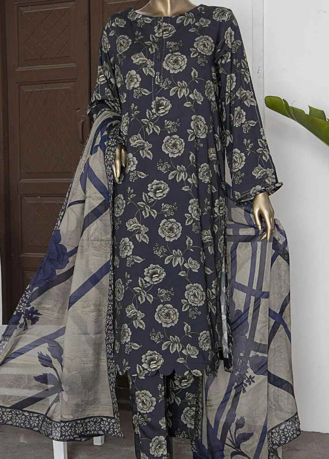 Hz Textiles Printed Linen Suits Unstitched 3 Piece HZ24LW LWP-1128 - Winter Collection