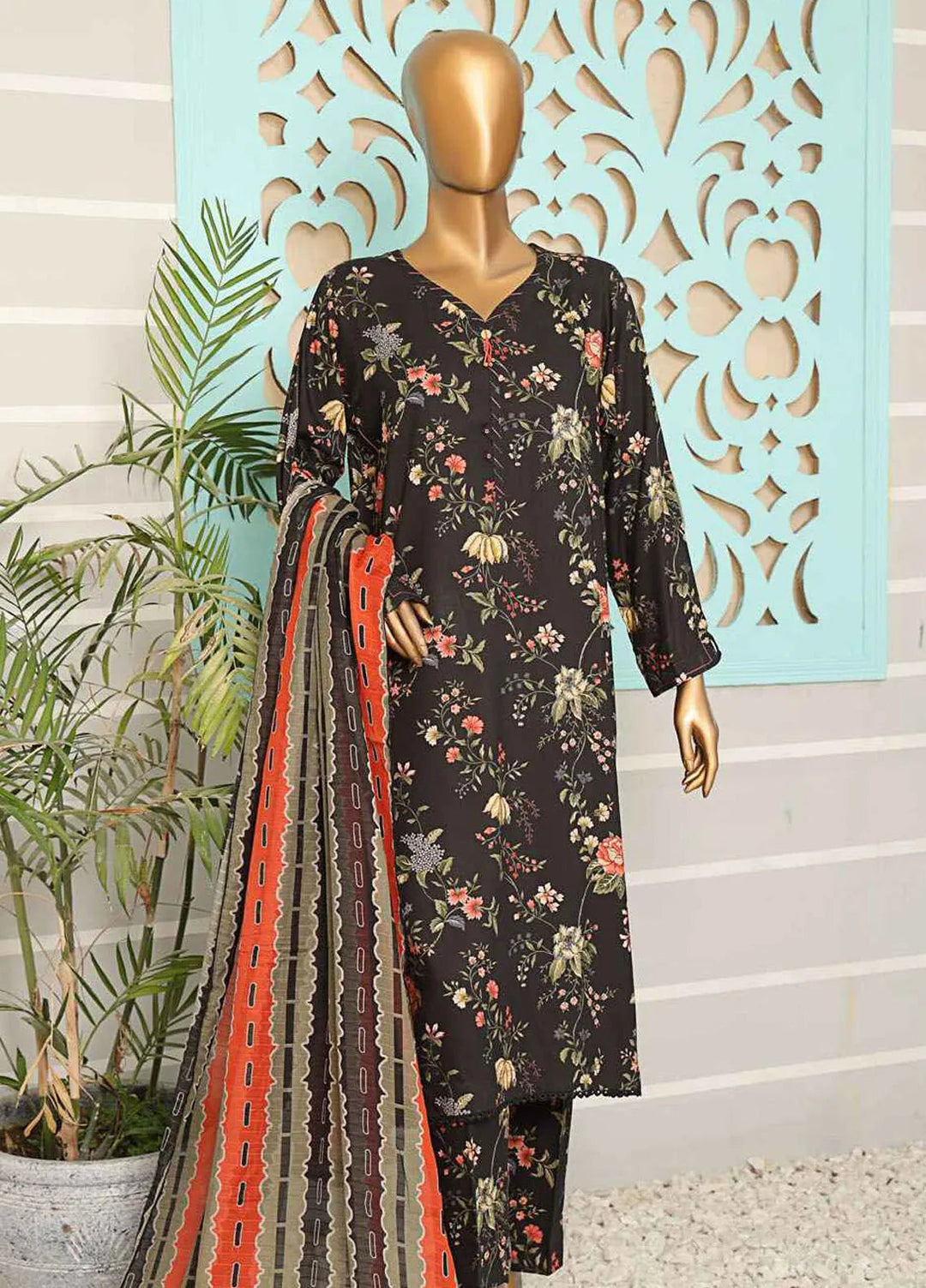 Hz Textiles Printed Linen Suits Unstitched 3 Piece HZ24LW LWP-1129 - Winter Collection