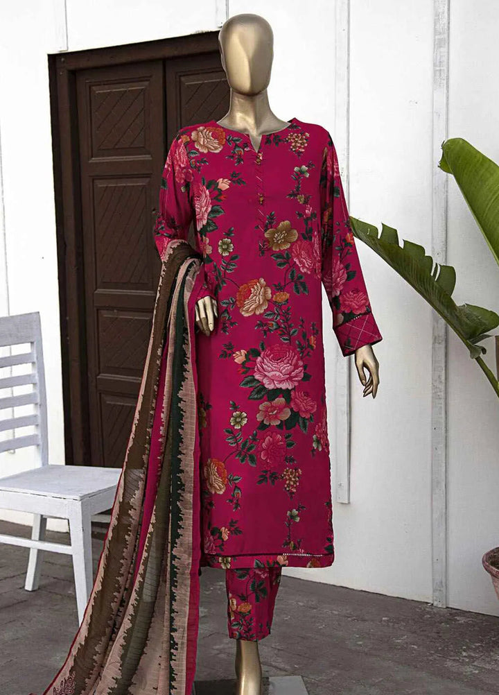 Hz Textiles Printed Linen Suits Unstitched 3 Piece HZ24LW LWP-1130 - Winter Collection