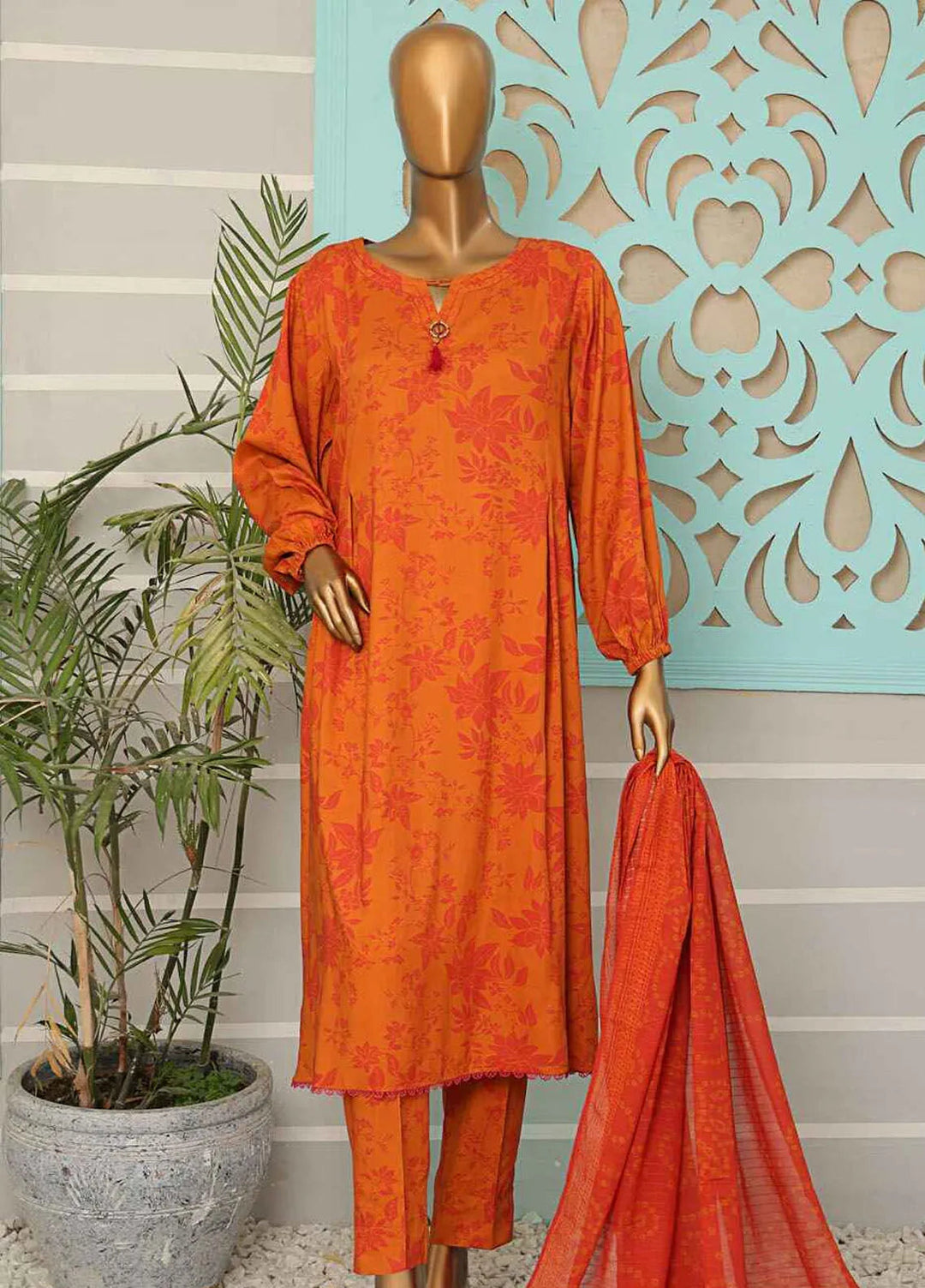 Hz Textiles Printed Linen Suits Unstitched 3 Piece HZ24LW LWP-1132 - Winter Collection