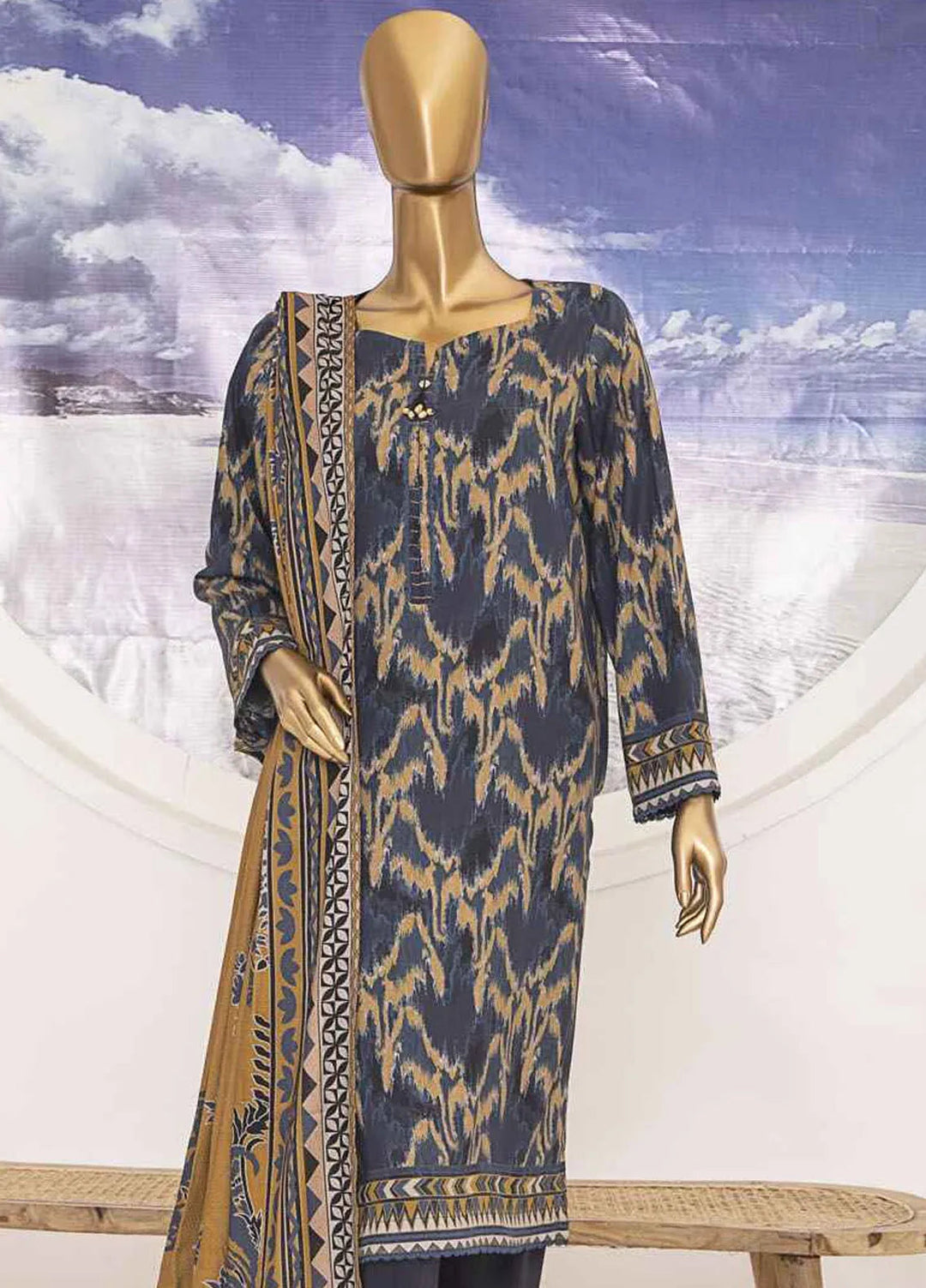 HZ Textiles Printed Linen Suits Unstitched 3 Piece HZ24SC LWS-1153 - Winter Collection