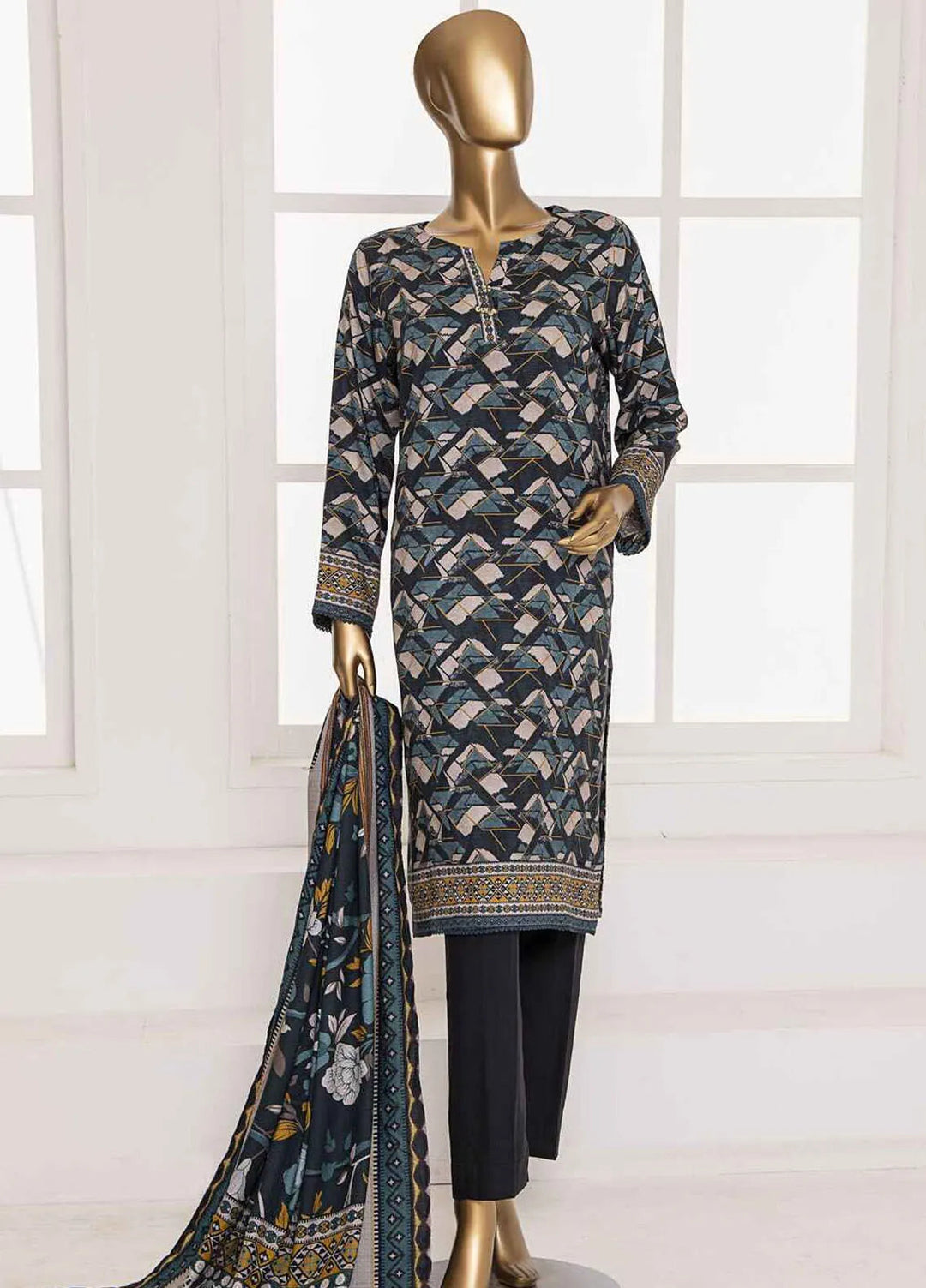HZ Textiles Printed Linen Suits Unstitched 3 Piece HZ24SC LWS-1154 - Winter Collection