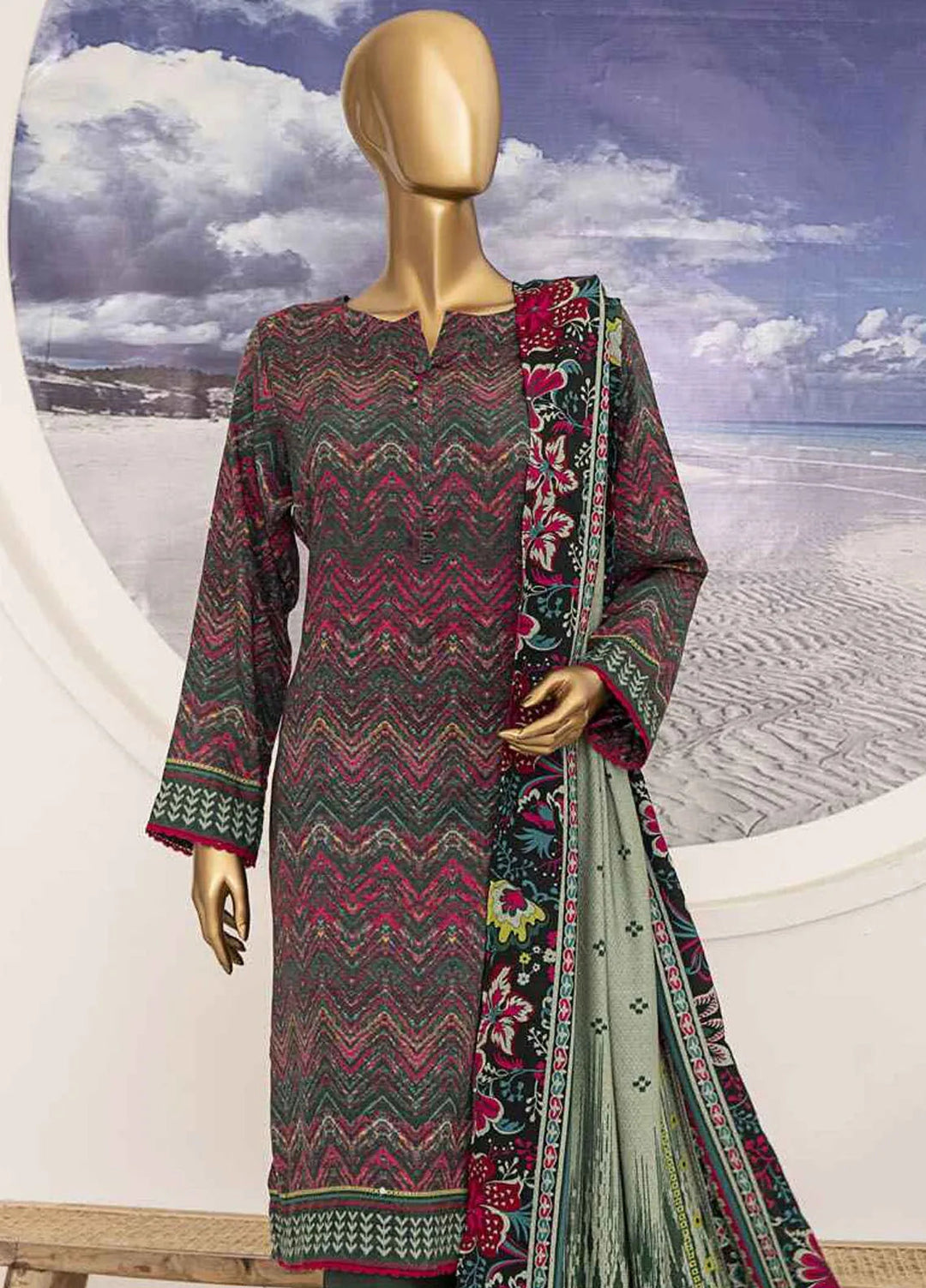 HZ Textiles Printed Linen Suits Unstitched 3 Piece HZ24SC LWS-1156 - Winter Collection