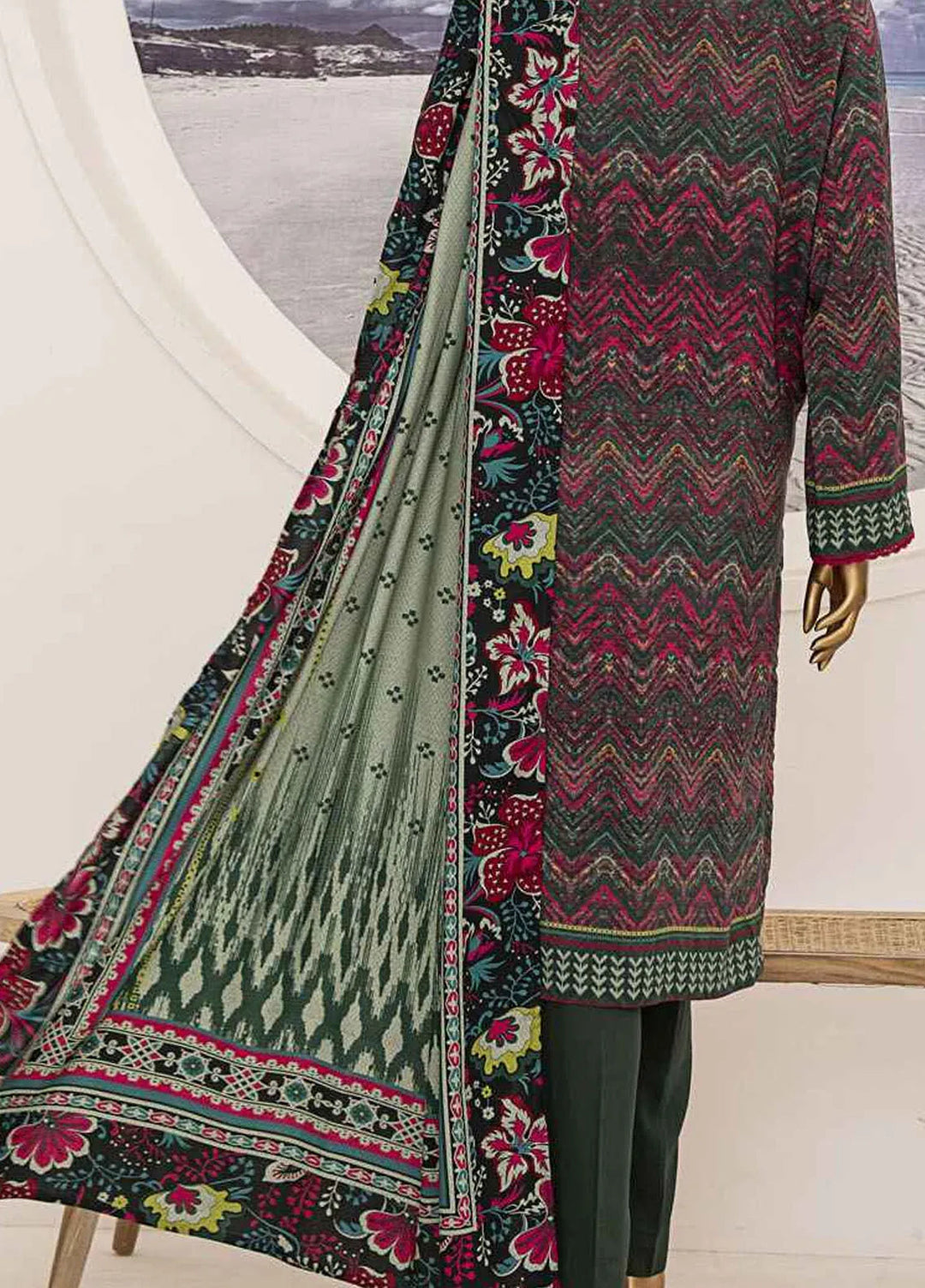 HZ Textiles Printed Linen Suits Unstitched 3 Piece HZ24SC LWS-1156 - Winter Collection