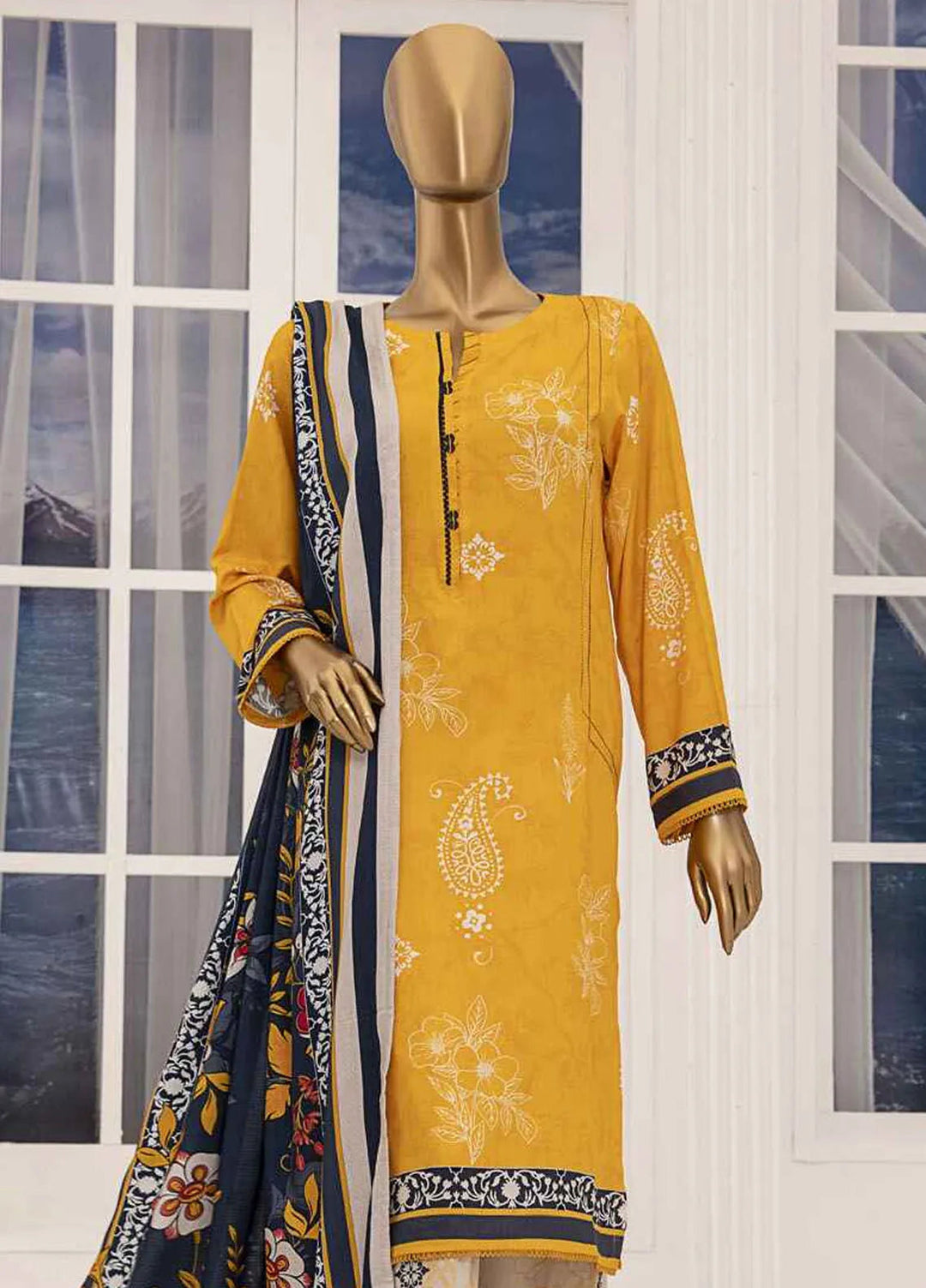 HZ Textiles Printed Linen Suits Unstitched 3 Piece HZ24SC LWS-1161 - Winter Collection