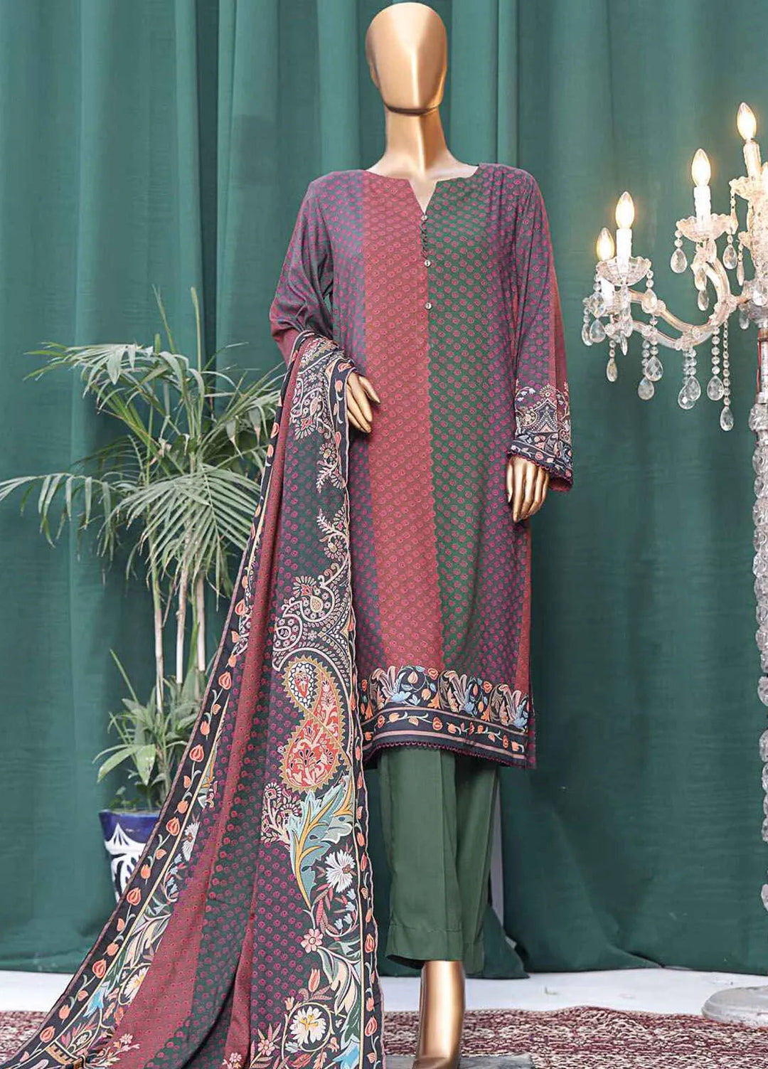 HZ Textiles Printed Linen Suits Unstitched 3 Piece HZ24WS LWS-1135 - Winter Collection