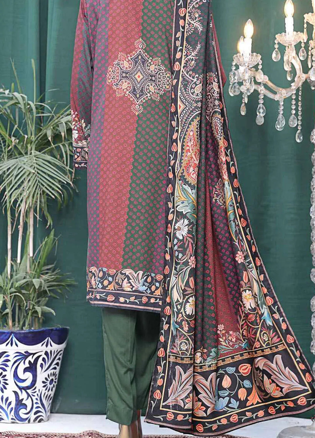 HZ Textiles Printed Linen Suits Unstitched 3 Piece HZ24WS LWS-1135 - Winter Collection