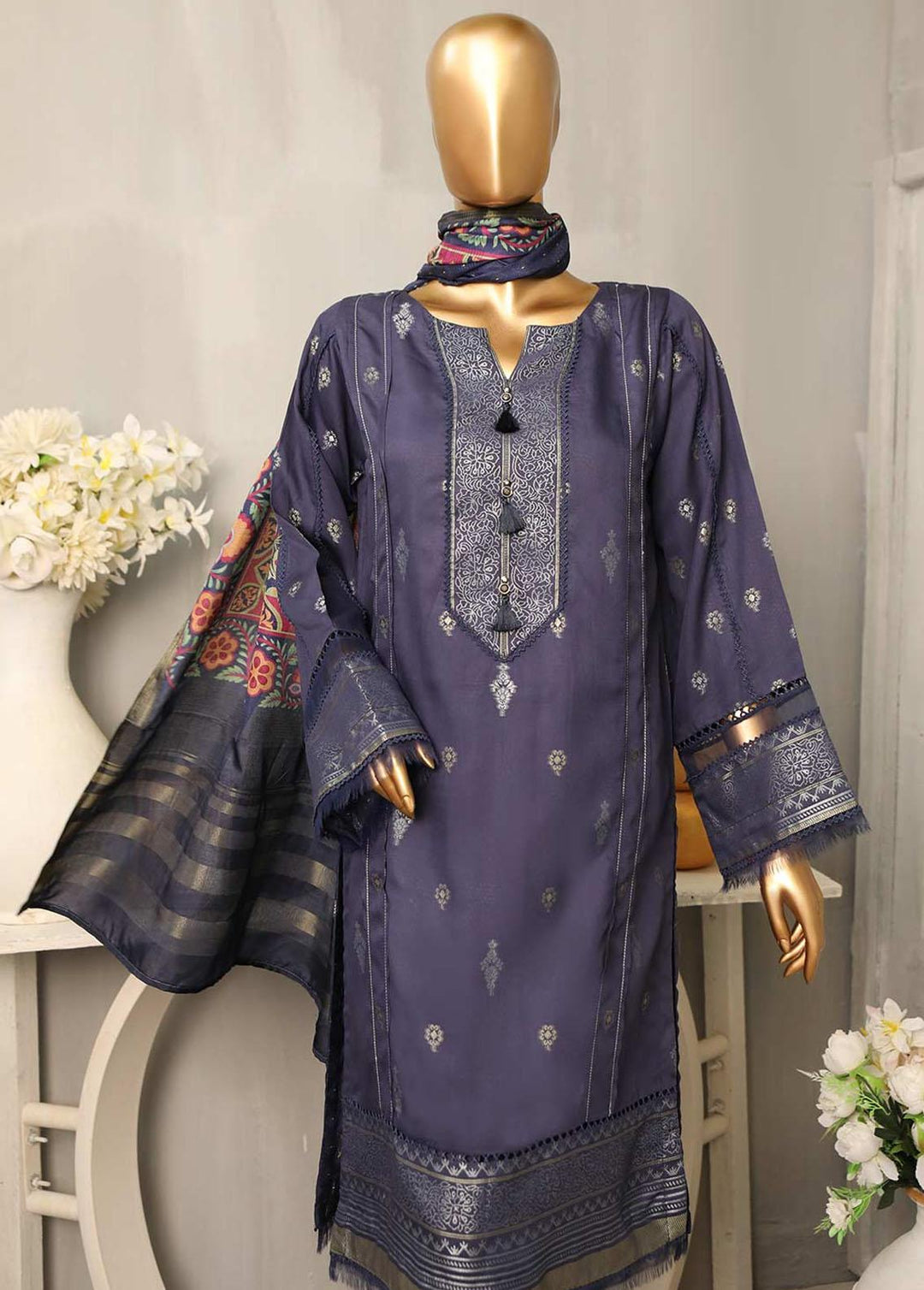 HZ Textiles Printed Viscose Suits Unstitched 3 Piece HZ22TV TVJ-05 - Winter Collection