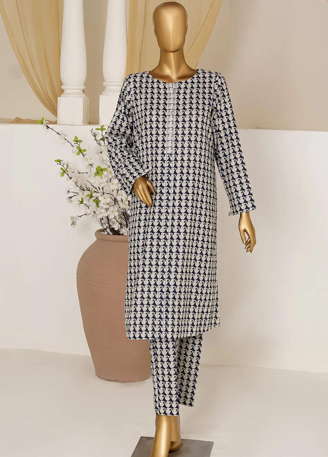 HZ Textiles Printed Khaddar Suits Unstitched 2 Pece HZ23KS PKS-1001-B - Winter Collection
