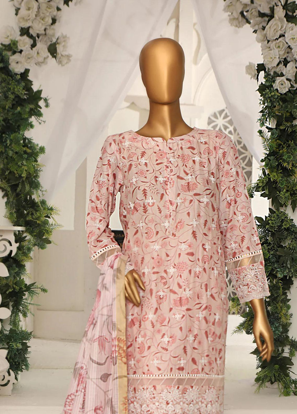 HZ Textiles Embroidered Chikankari Lawn Suits Unstitched 3 Piece HZ23OPK OPC 18412 - Summer Collection