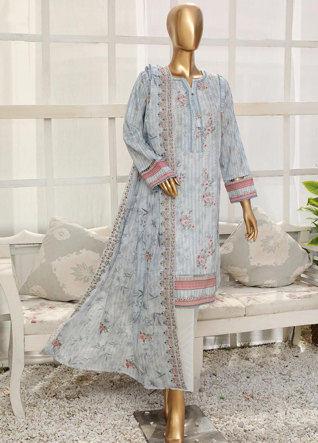 HZ Textiles Printed Lawn Suits Unstitched 3 Piece HZ23M MC-1001 - Summer Collection