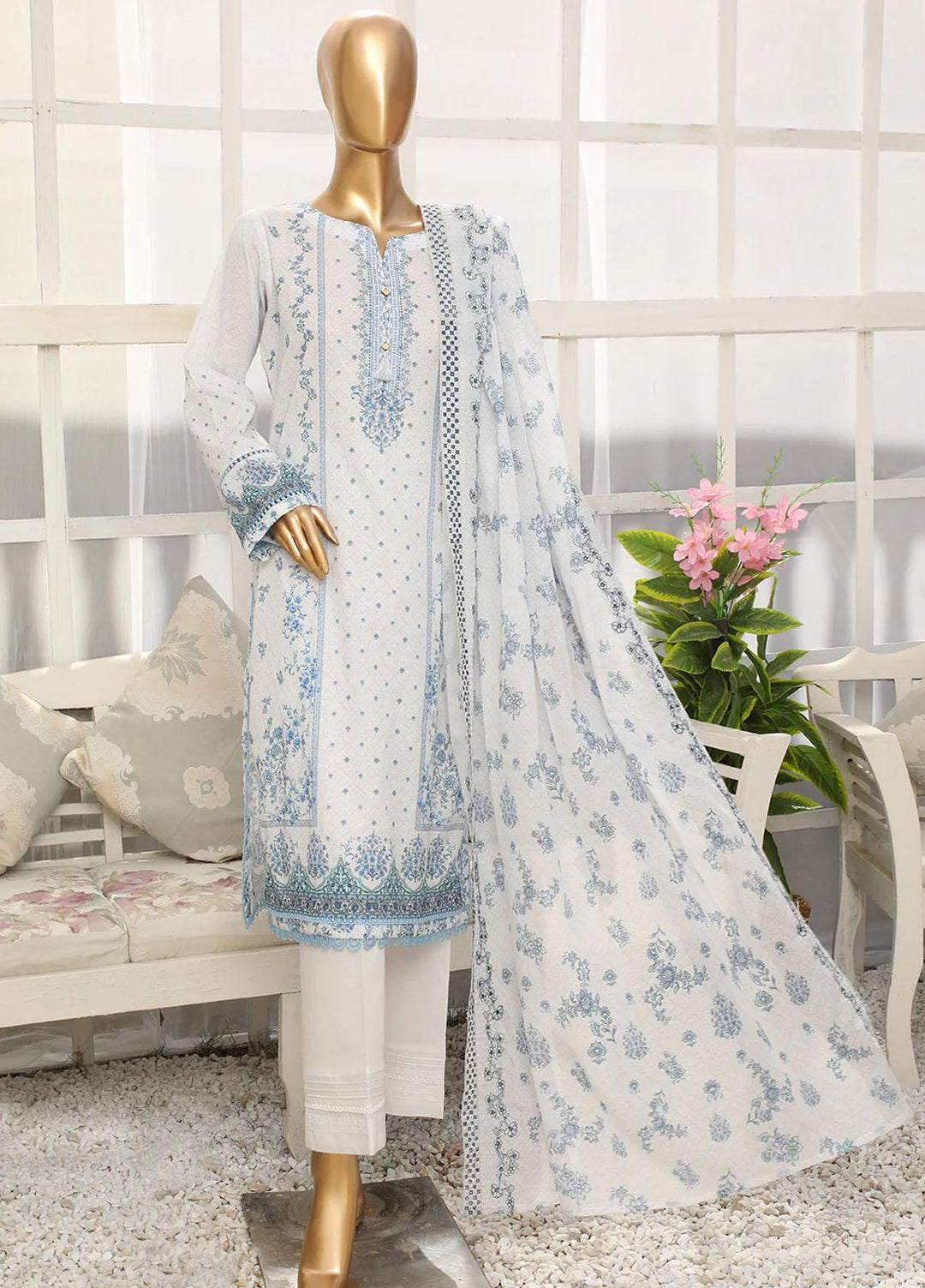 HZ Textiles Printed Lawn Suits Unstitched 3 Piece HZ23M MC-1003 - Summer Collection