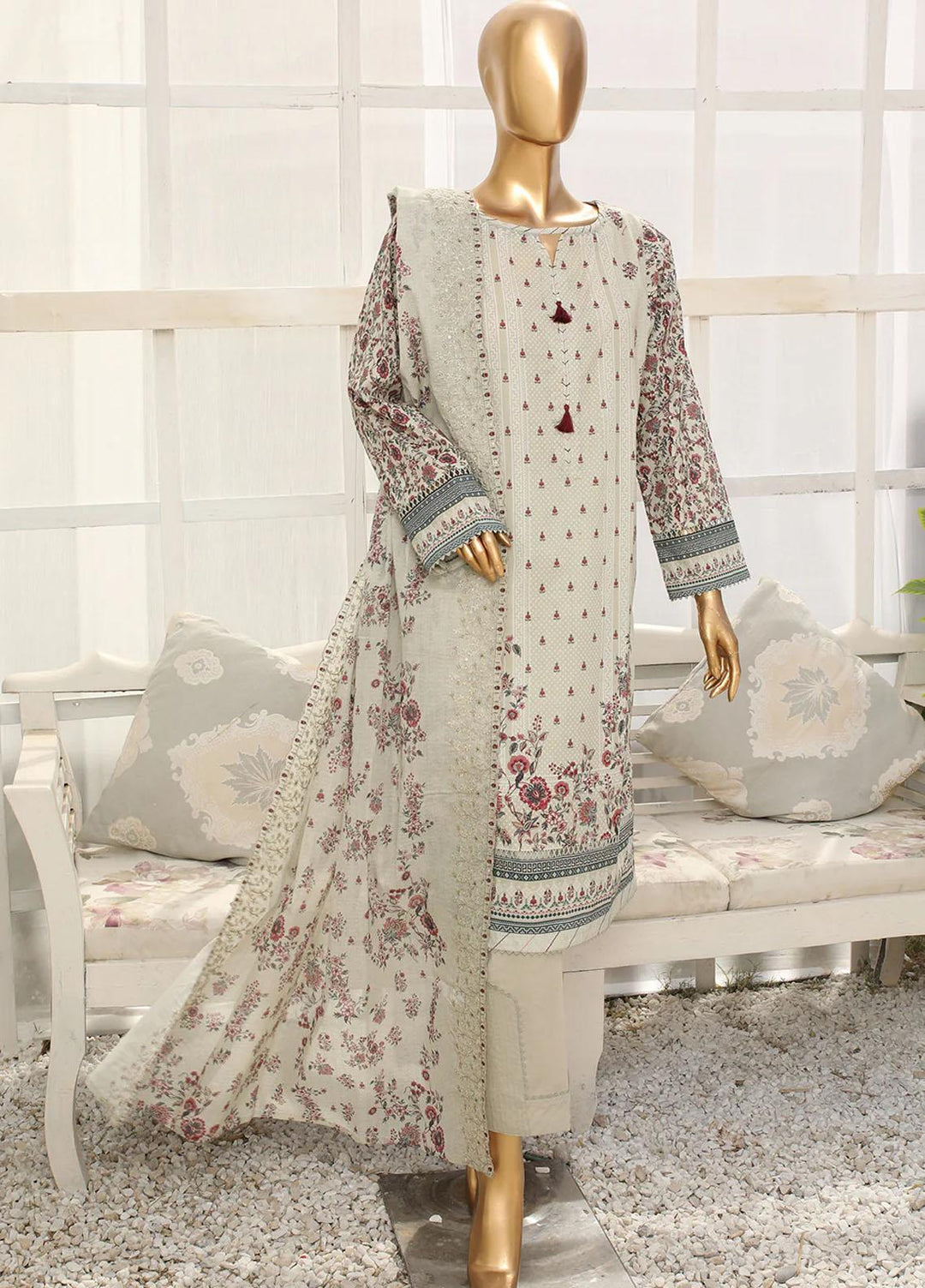 HZ Textiles Printed Lawn Suits Unstitched 3 Piece HZ23M MC-1007 - Summer Collection