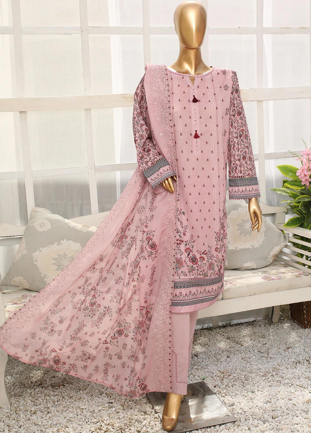 HZ Textiles Printed Lawn Suits Unstitched 3 Piece HZ23M MC-1009 - Summer Collection