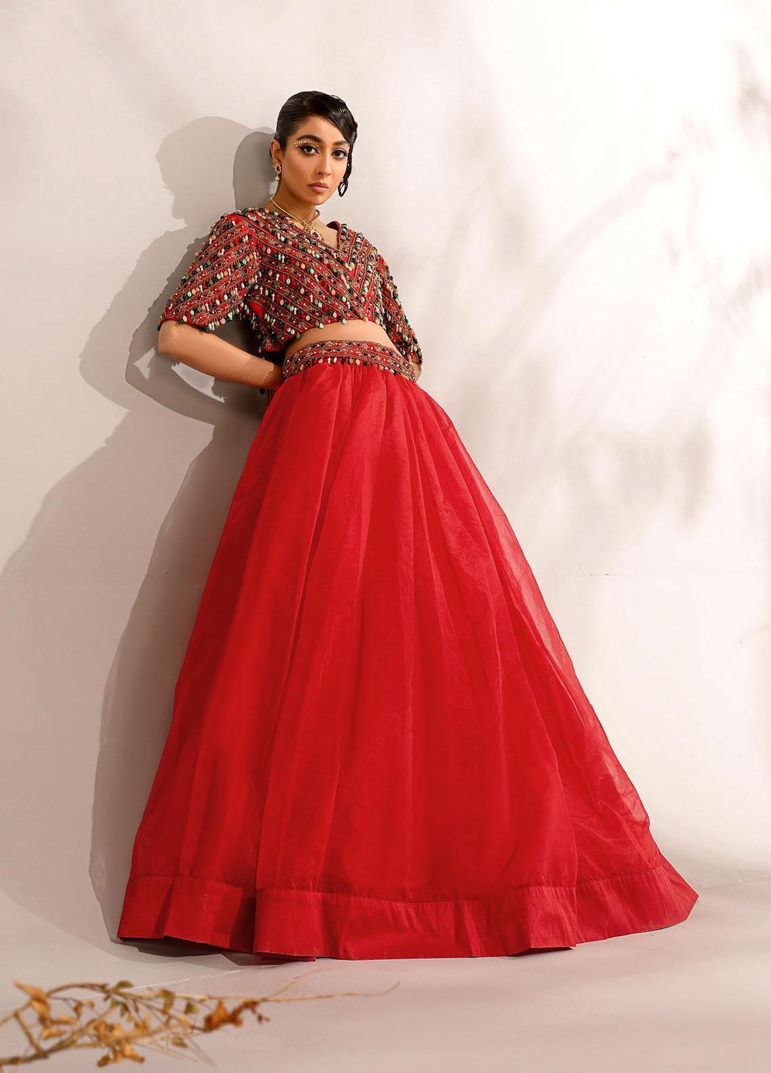 Ibraysha Luxury Pret  Organza 3 Piece Dress IBR23MNF Ruby