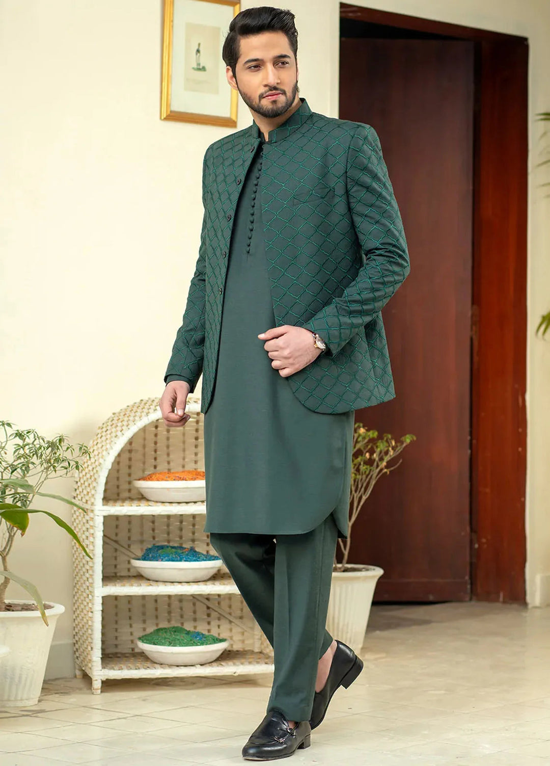 Ibtada E Ishq By Ahmad Raza Wash N Wear Embroidered Men Kurta Pajama With Price Coat - AR-5004