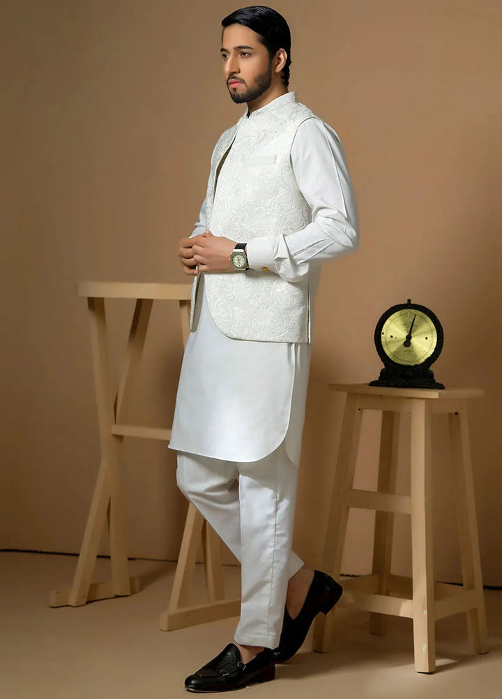 Ibtada E Ishq By Ahmad Raza Wash N Wear Embroidered Men Kurta Pajama With Waistcoat - AR-5012