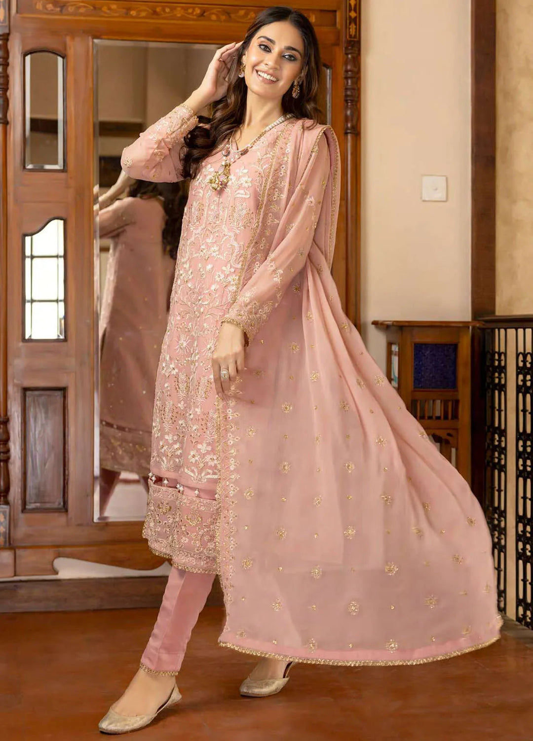 Ibtida By Kanwal Zainab Embroidered Chiffon Suits Unstitched 3 Piece KZ24I KZ-24003 Gulnaz - Formal Collection