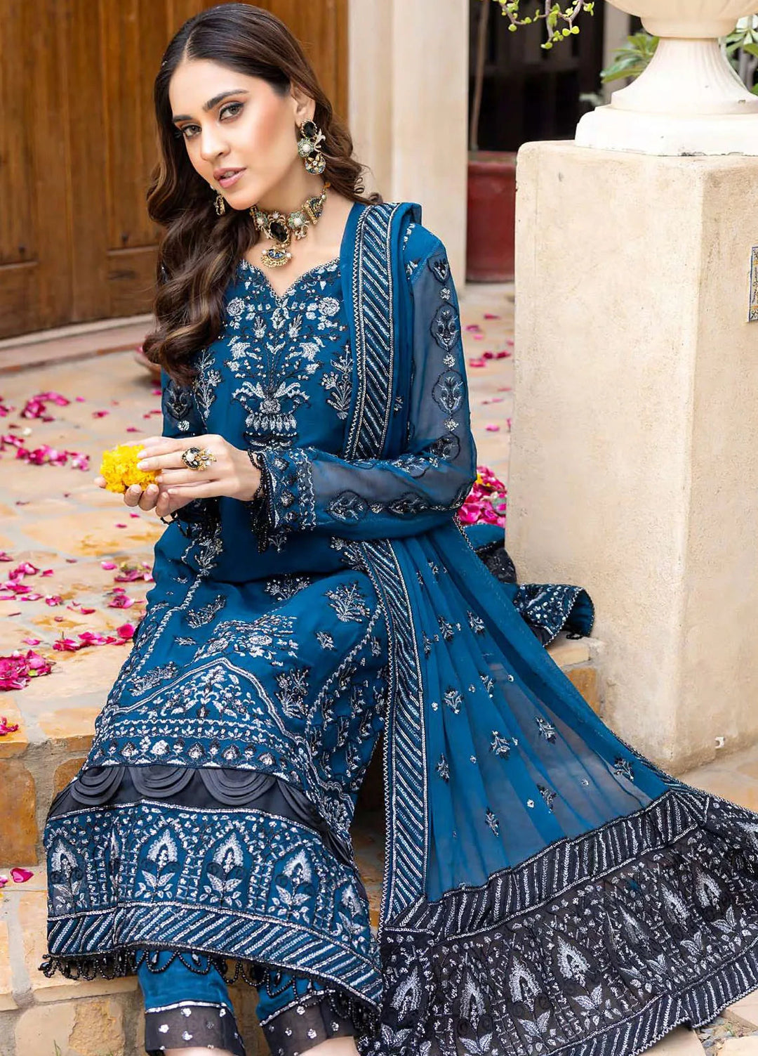 Ibtida By Kanwal Zainab Embroidered Chiffon Suits Unstitched 3 Piece KZ24I KZ-24005 Nayab - Formal Collection
