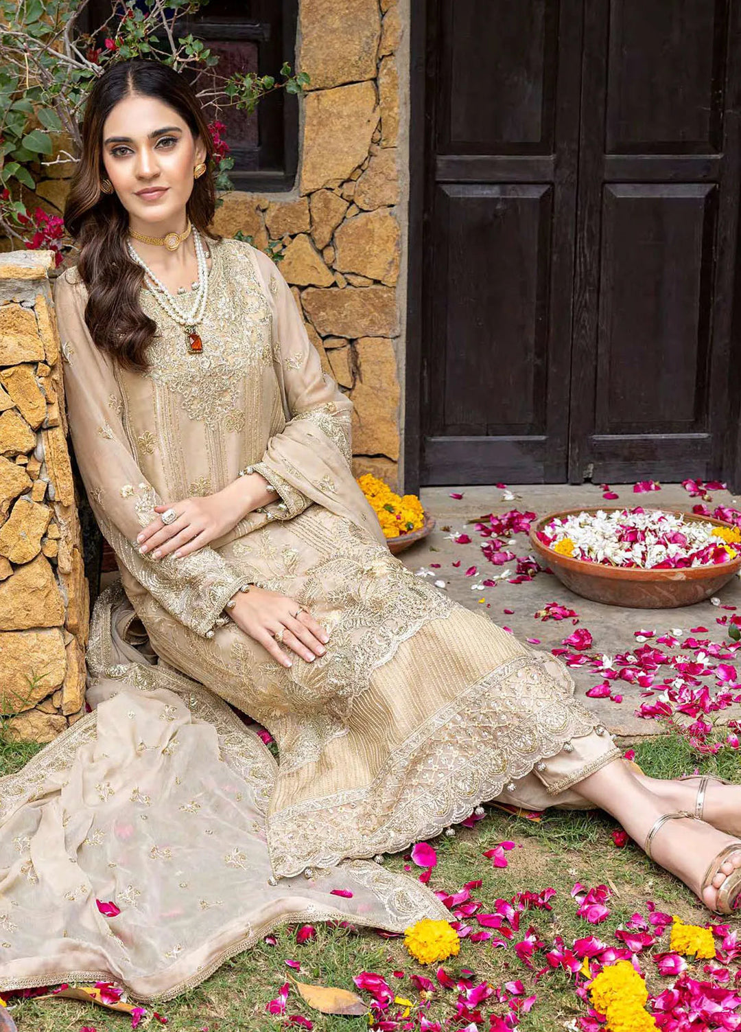 Ibtida By Kanwal Zainab Embroidered Chiffon Suits Unstitched 3 Piece KZ24I KZ-24007 Sadabahar - Formal Collection