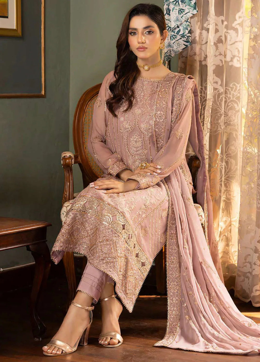 Ibtida By Kanwal Zainab Embroidered Chiffon Suits Unstitched 3 Piece KZ24I KZ-24008 Seher - Formal Collection