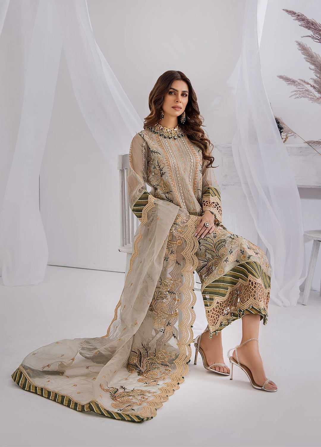 Ibtidaa by Awwal Embroidered Organza Suits Unstitched 4 Piece AW22I 02 - Formal Collection